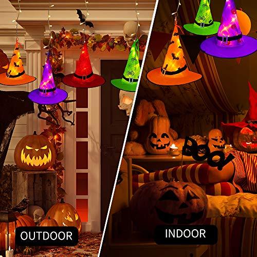 Halloween Decorations Lighted Witch Hats, 8Pcs Hanging Glowing Witch Hats 44ft Halloween Outdoor Lights String with 8 Lighting Modes - If you say i do