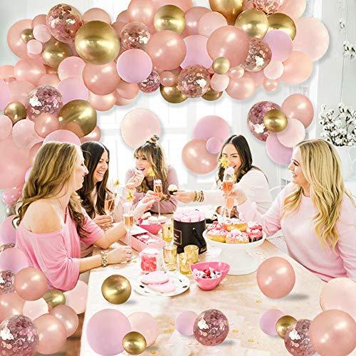130pcs Rose Gold Balloons with Paper Tassel, Rose Gold Ballon Arch Garland Balloons Kit - If you say i do