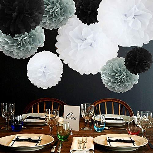 10pcs DIY Decorative Tissue Paper Pom-poms Flowers Ball Perfect for Party Wedding Home Outdoor Decoration (12-inch Diameter, White) - If you say i do