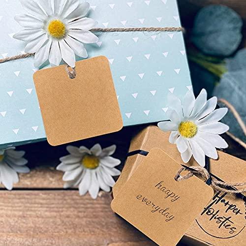 Paper Gift Tags,100 PCS Square Hang Tags with String Kraft Paper Blank Gift Tags with 100 Feet Natural Jute Twine for Arts and Crafts - If you say i do