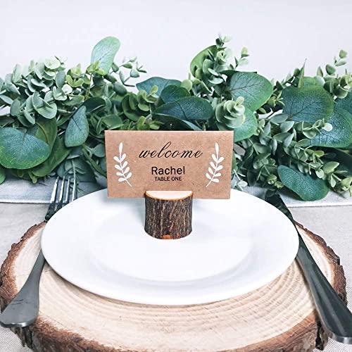 Rustic Wood Place Card Holders Circular Table Numbers Holder Stand Birch Place Card Holders - If you say i do