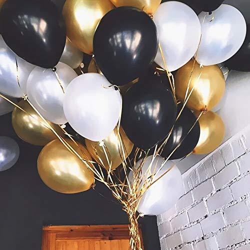 72 Pack Black Gold Confetti Balloons Kit, Black Gold White Balloons and Gold Confetti with Ribbons for Birthday Wedding Baby Shower Party Decorations - If you say i do