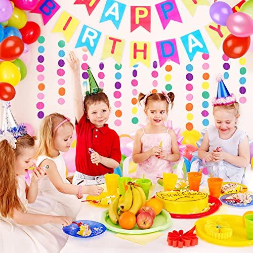 5pcs Colorful Paper Garland Circle Dots Party Hanging Rainbow Decorations for Birthday Wedding, Baby Shower, Classroom Candyland Streamers (66ft) - If you say i do