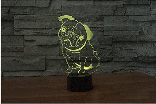 3D Cute Pug Dog Animal Night Light Touch Table Desk Optical Illusion Lamps 7 Color Changing Lights Home Decoration Xmas Birthday Gift - If you say i do