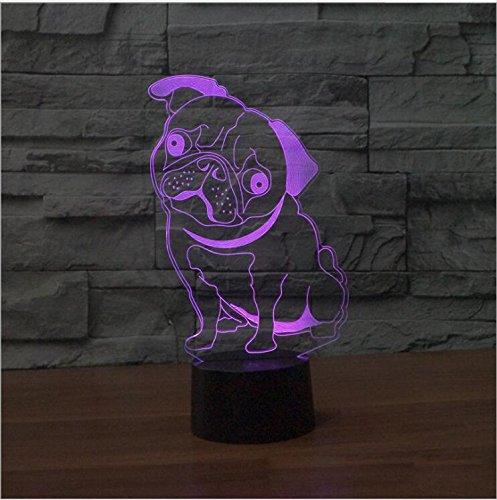 3D Cute Pug Dog Animal Night Light Touch Table Desk Optical Illusion Lamps 7 Color Changing Lights Home Decoration Xmas Birthday Gift - If you say i do