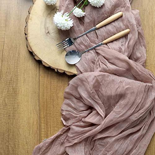 10FT Dusty Rose Cheesecloth Table Runner, Gauze Fabric Boho Wedding Arbor Decor - If you say i do