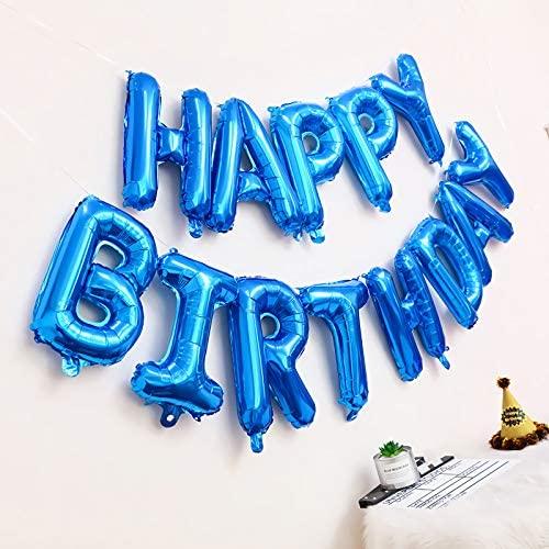 16 Inch Blue Happy Birthday Balloons Banner, Aluminum Foil Letters Balloons for Birthday Decorations Party Supplies - If you say i do