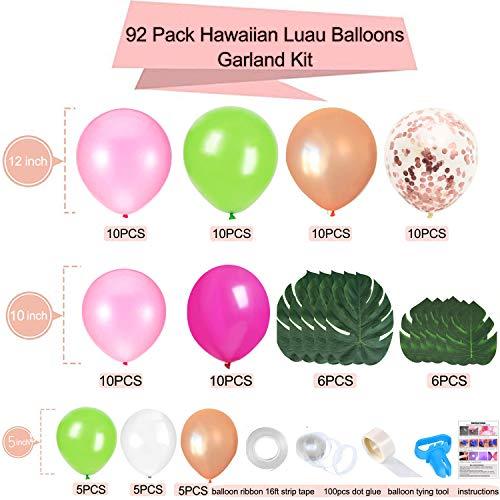 92pcs Tropical Balloons Arch Garland Kit, Pink Green Gold Confetti Balloons with Palm Leaves for Baby Shower Birthday - If you say i do