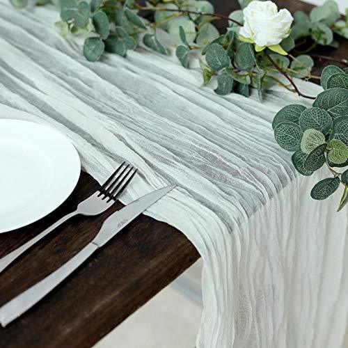 10FT Ivory Cheesecloth Table Runner, Gauze Fabric Boho Wedding Arbor Decor - If you say i do