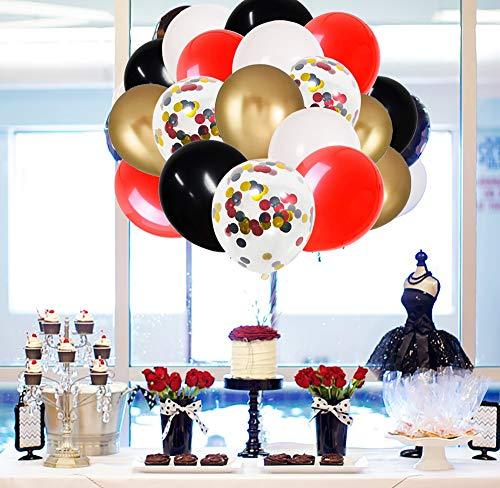 62 Pack Black White Red Chrome Gold Confetti Balloons for Casino Las Vegas Wedding Birthday Party Decorations - If you say i do