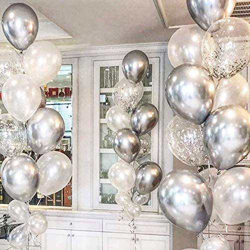 62pcs Blue Silver White Confetti Balloons Kit, 12 Inch White Royal Blue Balloons Metallic Silver Balloons Blue Sliver Confetti Balloons - If you say i do