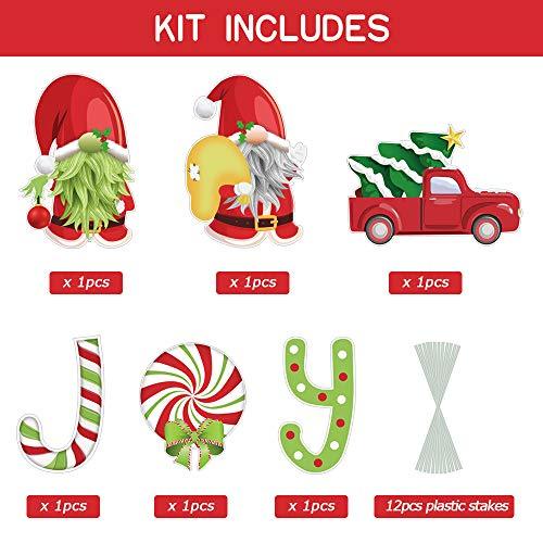 Christmas Decorations Outdoor - 6PCS Large Xmas Yard Stakes - Joy Gnomes Santa Holiday Outside Decor Signs for Home Lawn Pathway Walkway - If you say i do