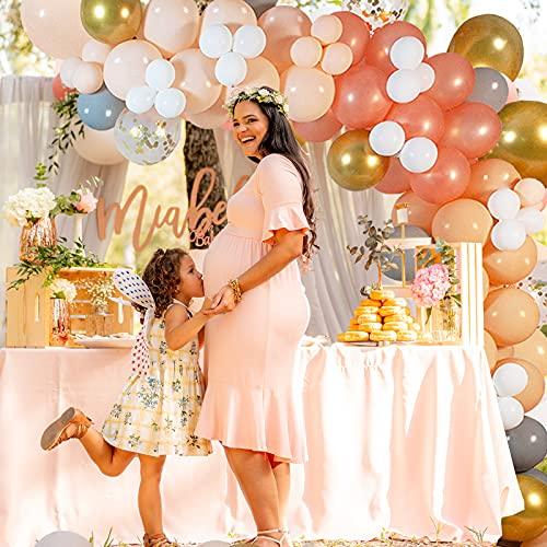 125PCS Orange Blush Peach Gold Metallic Confetti Gray White Balloons for Birthday Engagement Bridal Wedding Baby Shower - If you say i do