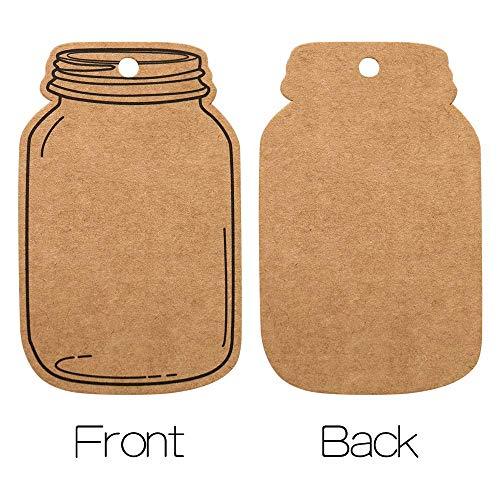 2.9" X 1.7" Vintage Style Mason Jar Shaped Tags,100PCS Brown Kraft Paper Gift Tags with 100 Feet Natural Jute Twine for DIY and Craft - If you say i do
