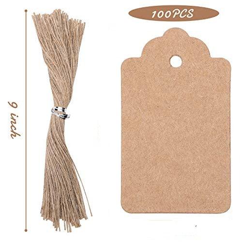 100pcs Kraft Paper Gift Tags with Free 100 Root Natural Jute Twine(Water Ripple) - If you say i do