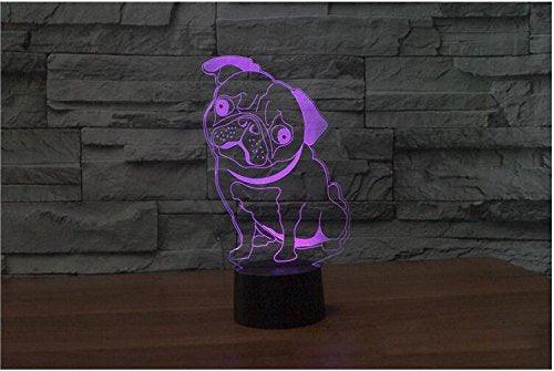 3D Cute Pug Dog Animal Night Light Touch Table Desk Optical Illusion Lamps 7 Color Changing Lights Home Decoration Xmas Birthday Gift - If you say i do