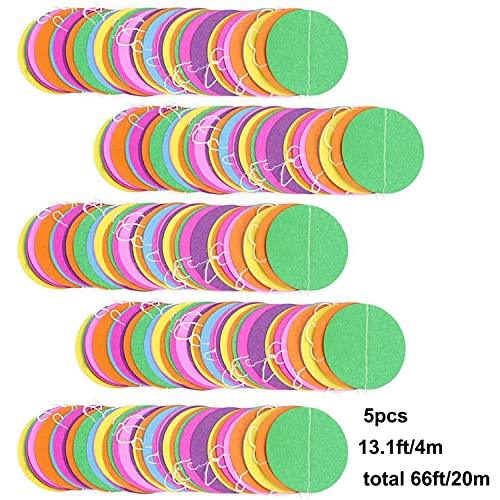 5pcs Colorful Paper Garland Circle Dots Party Hanging Rainbow Decorations for Birthday Wedding, Baby Shower, Classroom Candyland Streamers (66ft) - If you say i do