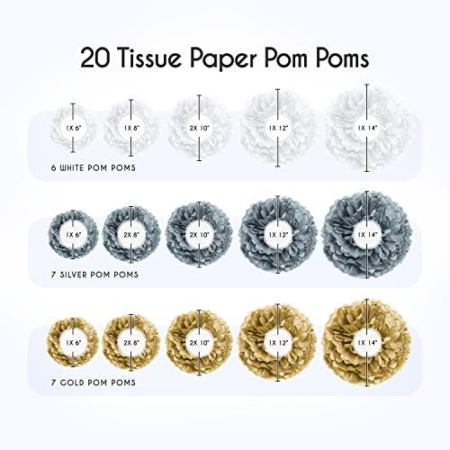 20-Piece Party Decoration Kit ââ‚?Hanging Tissue Paper Pom Poms for Weddings, Bridal Showers, Birthdays and Other Special Occasions - If you say i do