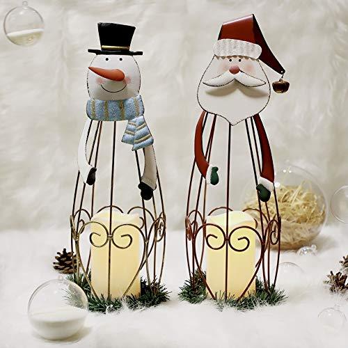 2 Pack Christmas Candle Lantern with LED Lights, Metal Lighted Santa Claus Lanterns for Christmas Holiday Home Decorations - If you say i do