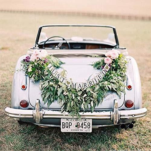 9 Pcs Just Married Car Decorations Wedding Car Decorations Just Married Car  Magnets Wedding Banner Decals Wedding Car Front Flower Pearl Bud Silk