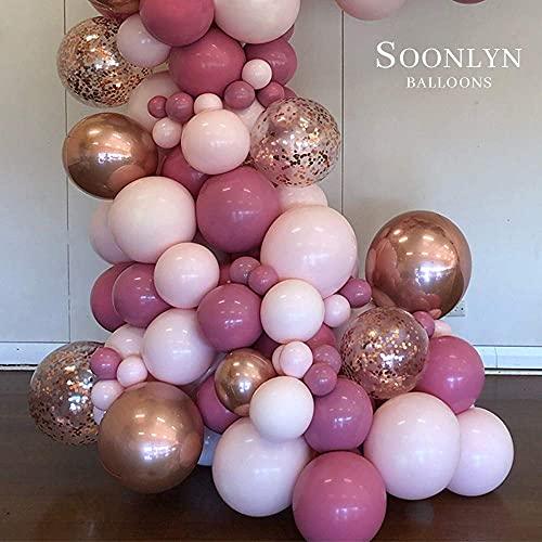 Pink Balloons Garland 135 Pcs 18 In 12 In 5 In, Dust Rose Gold Metallic Confetti Latex Balloons Arch Kit for Baby Shower Decorations - If you say i do