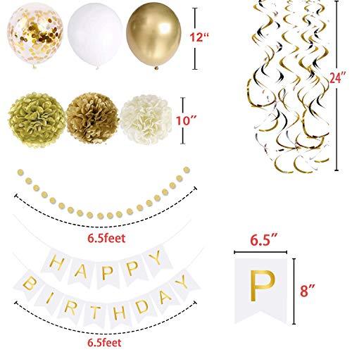 49 Pack Gold Happy Birthday Decorations for Women Grils, Gold White Birthday Decoration Set with Birthday Banner - If you say i do