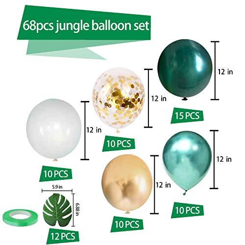 68 Pack Jungle Safari Baby Shower Balloons, 12 Inches Green White Gold Confetti Balloons with 12pcs Palm Leaves - If you say i do