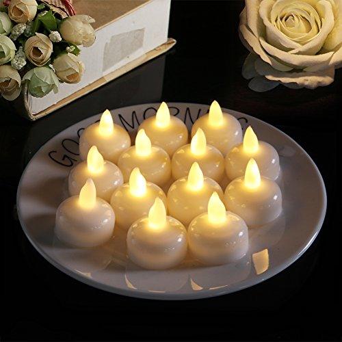 24 Pack Waterproof Flameless Floating Tealights, LED Tealights Candles / Wedding Reception, Party, Centerpiece, Pool & SPA - If you say i do