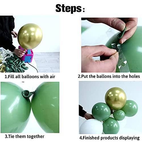 127PCS Olive Green Balloon Garland Arch Kit White Gold Confetti Balloons Retro Green Balloon and Gold Metallic Chrome Latex Balloons Set - If you say i do