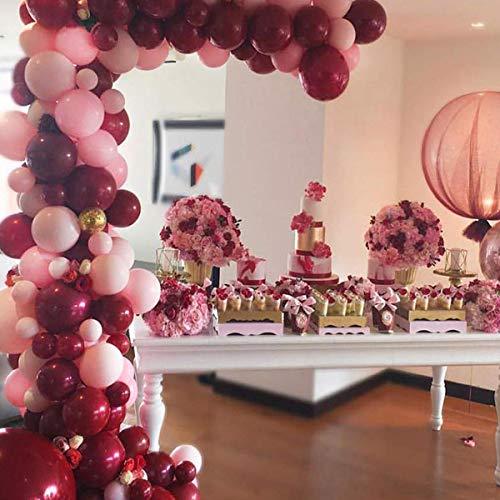 119Pcs Burgundy Pink Balloon Arch Garland Kit, Burgundy Pink Gold Conf ...