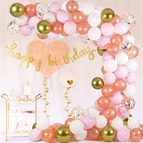 124 Pieces Rose Gold Balloon Garland Arch Kit / Pink White and Gold Confetti Latex Balloons for Baby Shower Wedding Birthday - If you say i do