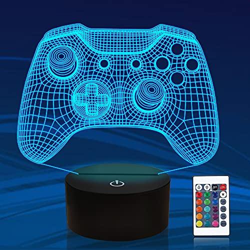 Gamepad 3D Illusion Lamp, Controller Night Light with Remote Control + Timer 16 Color Changing Desk Lamps Kids Gamer Room Decor - If you say i do