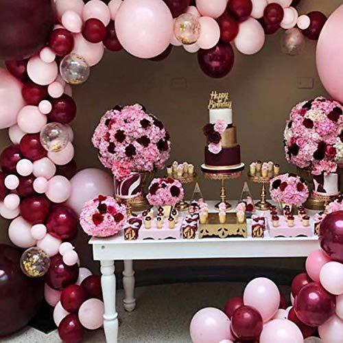 119Pcs Burgundy Pink Balloon Arch Garland Kit, Burgundy Pink Gold Confetti Latex Balloons - If you say i do