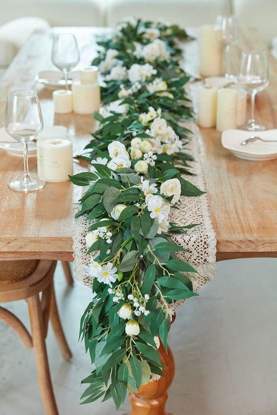 Willow Eucalyptus Garlands with Flowers, Eucalyptus Garland with Artificial Silk Rose Flower Vine - If you say i do
