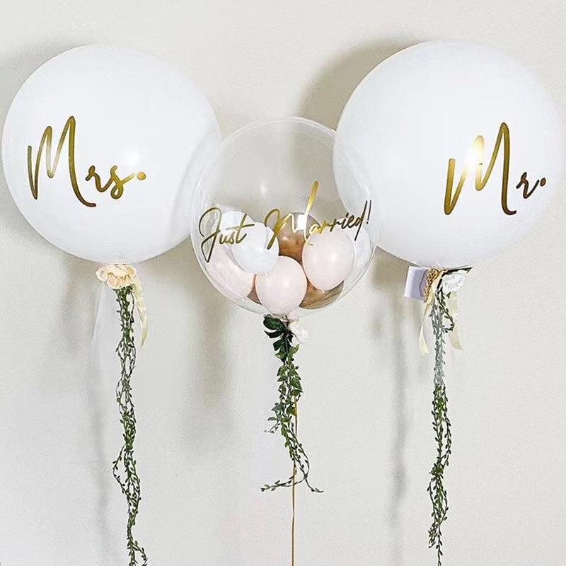 36inch Latex Round White Balloons with MR MRS Letter for Wedding Photo Booth - If you say i do