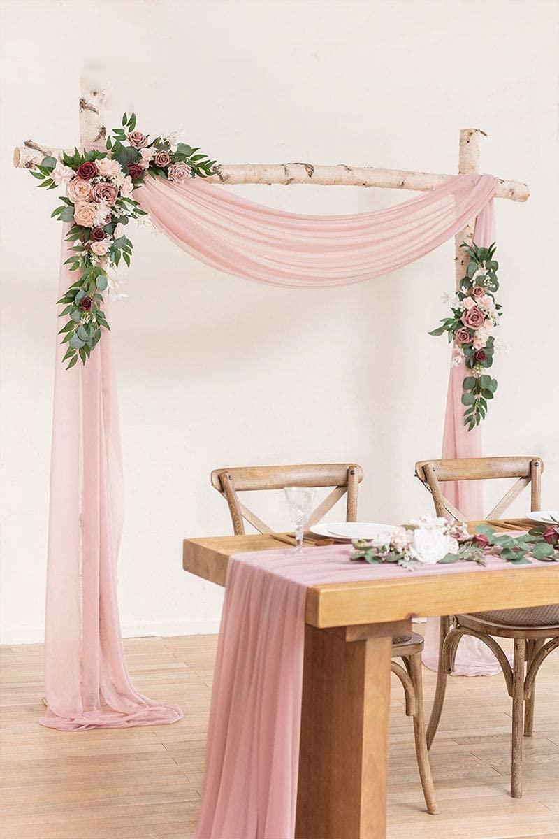 Wedding Arch Flower Arrangement Set Rustic Wedding Arch Decorations with 1pc Sheer Swag for Ceremony and Reception - If you say i do