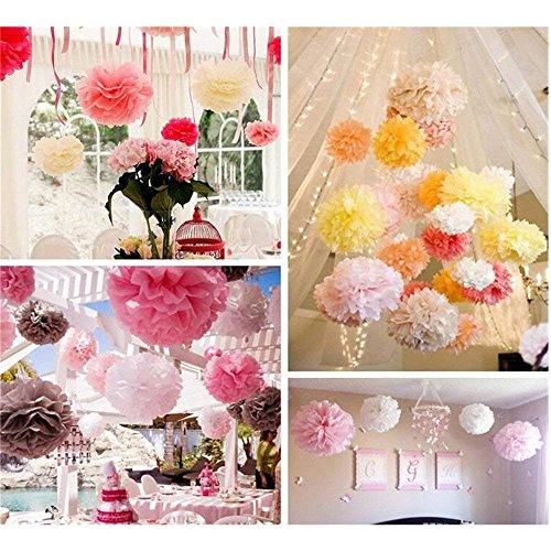 Livder livder paper flowers bright colorful tissue paper pom poms for party  birthday wedding christmas festive decorations, 15 piece