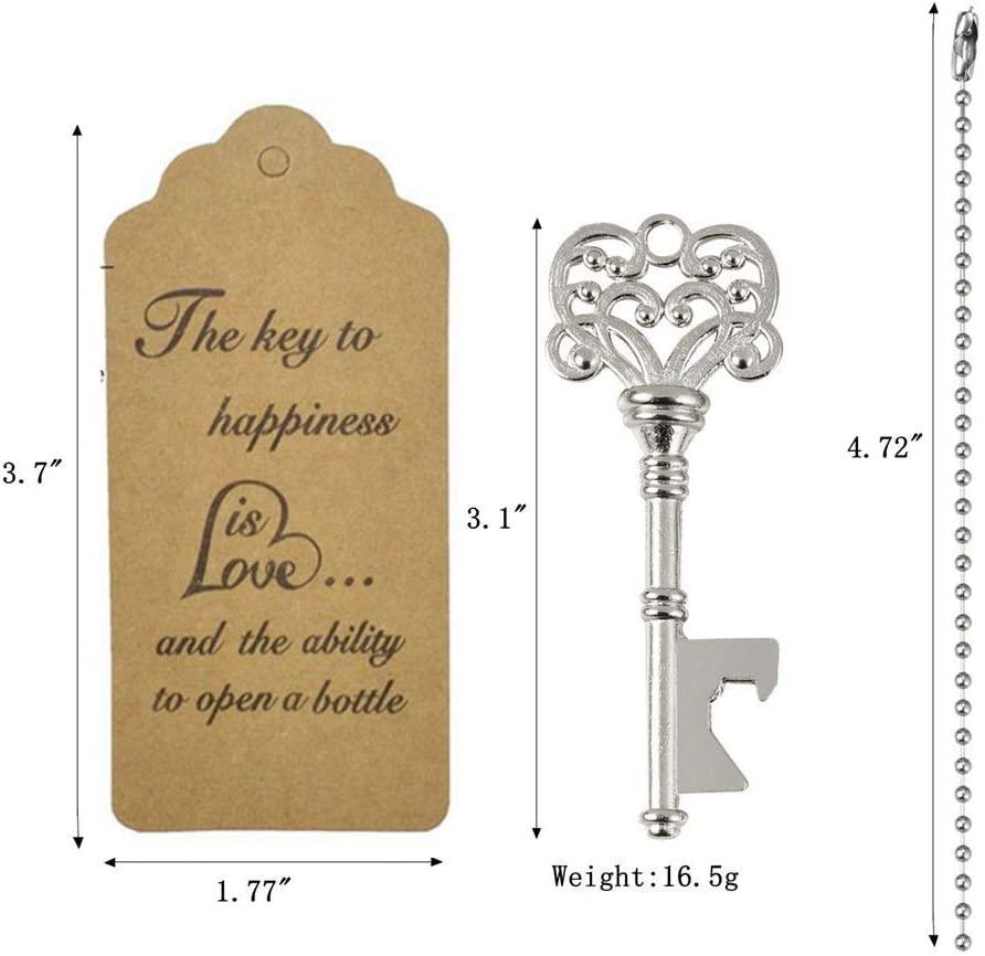 50PCS Vintage Skeleton Key Bottle Opener, Wedding Favors Key Bottle Op