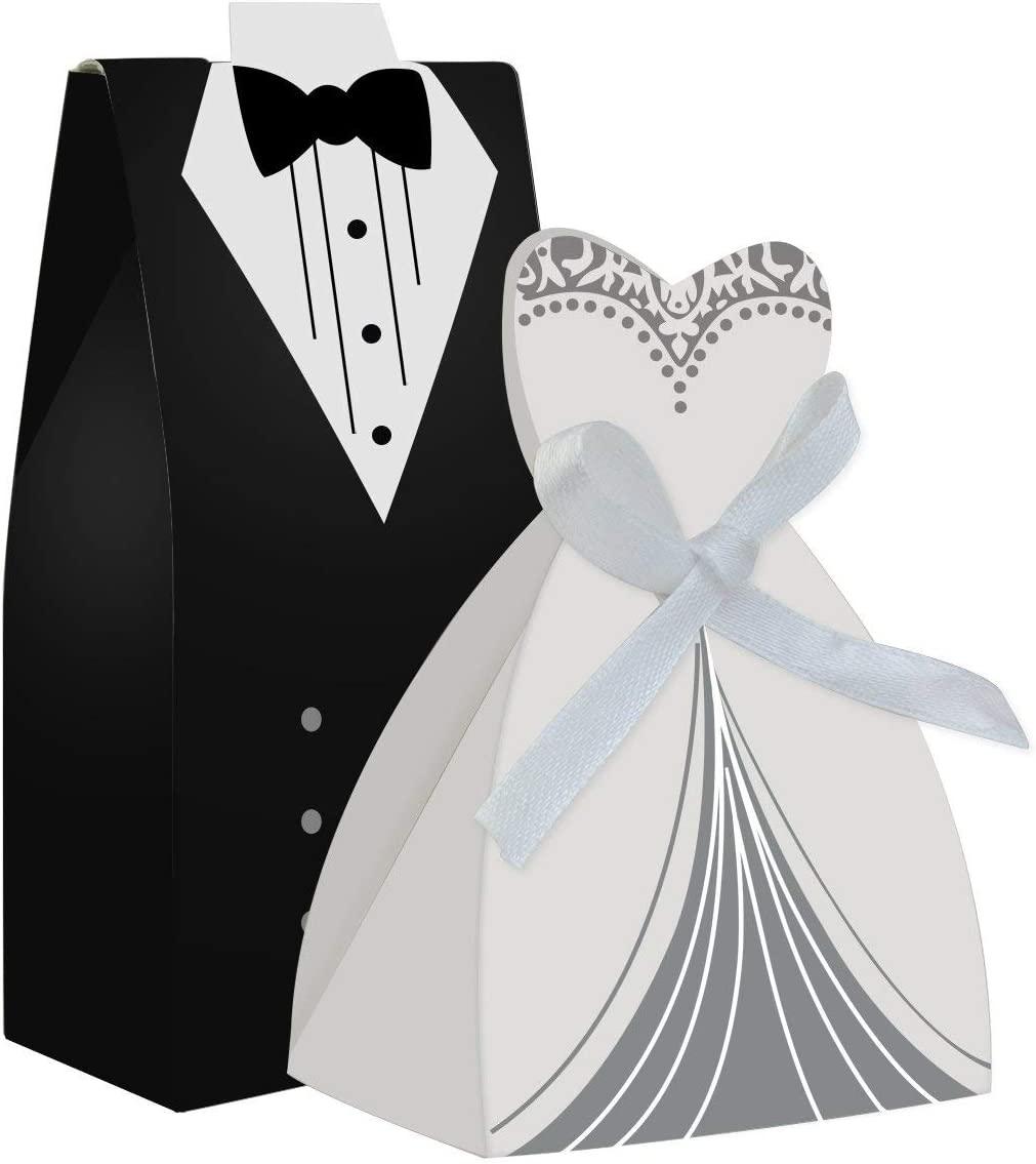 100pcs Party Wedding Favor Dress & Tuxedo Bride and favor Boxes - If you say i do