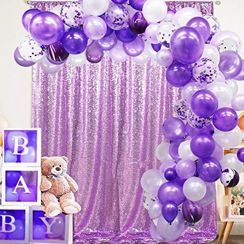 135 Pieces Purple Balloon Arch Garland Kit, Purple White Confetti Balloons for Wedding Birthday Graduation Party Decorations - If you say i do