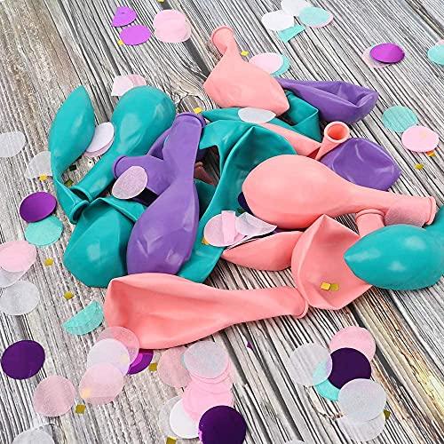 Unicorn Mermaid Balloons with Latex Confetti Balloons, Light Pink Purple Blue Balloons and Ribbons for Birthday Party Decorations - If you say i do