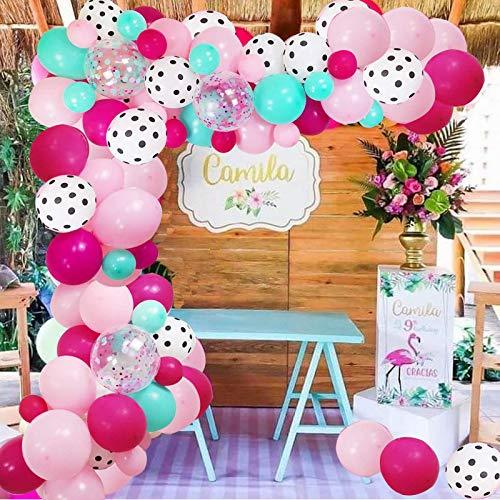 125 Pcs Surprise Party Decorations Balloons Garland Arch Kit, Rose Red Pink Sea Foam Blue White Polka Dots Confetti Balloon - If you say i do