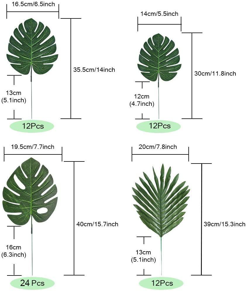 60 Pieces 4 Kinds Artificial Tropical Plant Leaves Monstera Leaves Safari Leaves for Hawaiian Luau Party Decorations - If you say i do