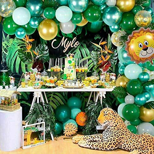68 Pack Jungle Safari Baby Shower Balloons, 12 Inches Green White Gold Confetti Balloons with 12pcs Palm Leaves - If you say i do
