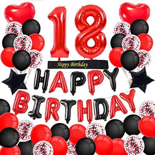 18th Birthday Decorations Red Black Happy Birthday Banner Red Number 18 Balloons Happy Birthday Sash - If you say i do