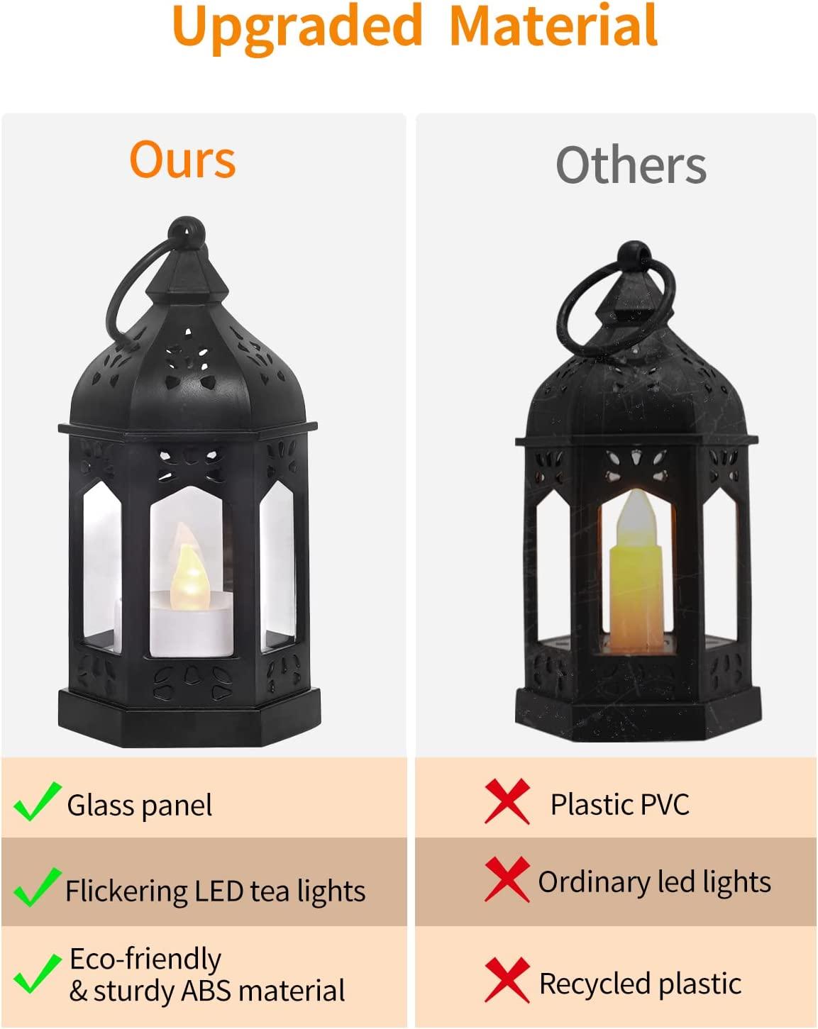 6pcs Mini Lantern with Flickering LED Candles,Vintage Black Decorative Hanging Candle - If you say i do