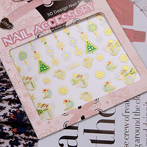 Christmas Nail Stickers - 10 Packs 3D Metal Gold Xmas Design Self-adhesive Nail Decals - If you say i do