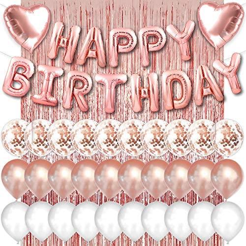 Rose Gold Happy Birthday Balloons Banner 16inch Tall Set for Her Birthday Party Decorations and Supplies Kit - If you say i do