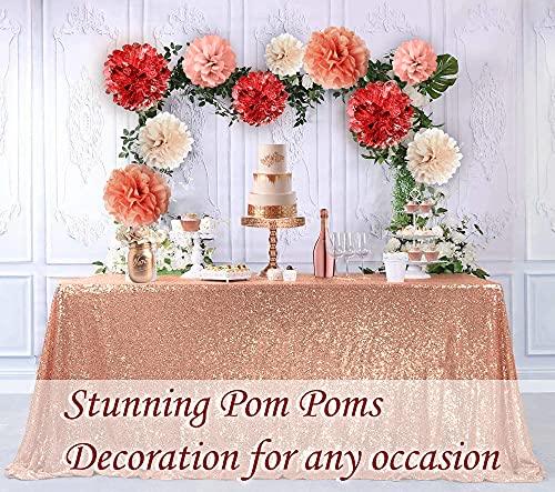 20 PCS Rose Gold Party Decorations - Metallic Foil and Tissue Paper Pom Poms - Birthday Party Decoration - If you say i do