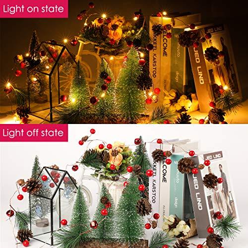 6.5FT 20 LED Red Berry Pine Cone Garland Lights Battery Operated Christmas Garland with Lights - If you say i do